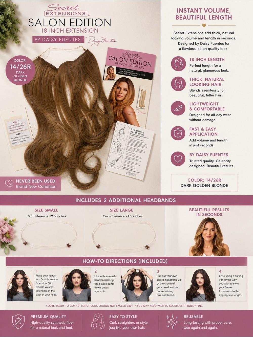 🤫 NEW- Secret Extensions Salon Edition 18" Hair Extension - Never used